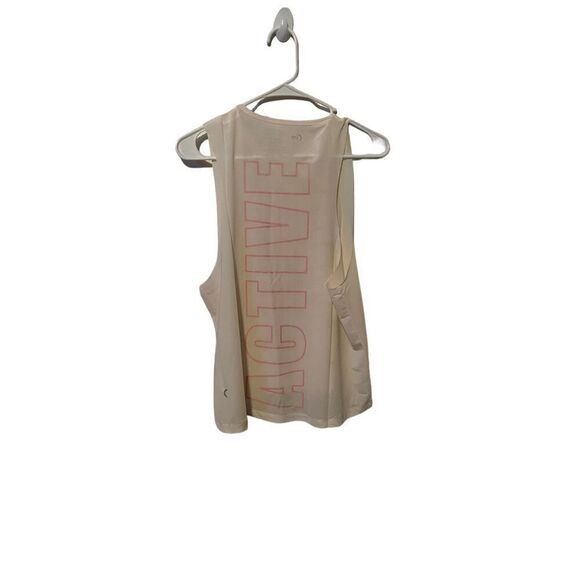 New Zyia Active Womens Cream and Pink Spell-Out Graphic Athlete Tank Top Medium - Picture 2 of 10